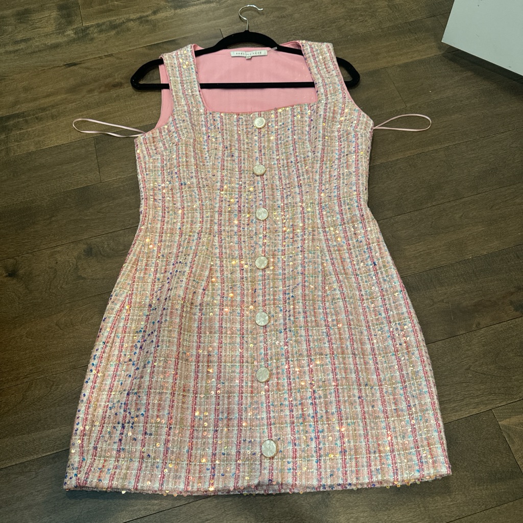 Saks Brand | Endless Rose Tweed Pink Mini Dress | Size M
